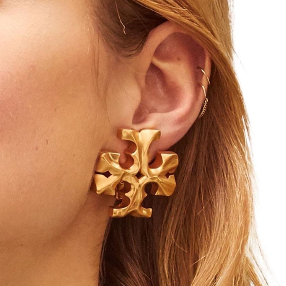 NEW Tory Burch OVERSIZED Roxanne Clip On T-Logo Earrings